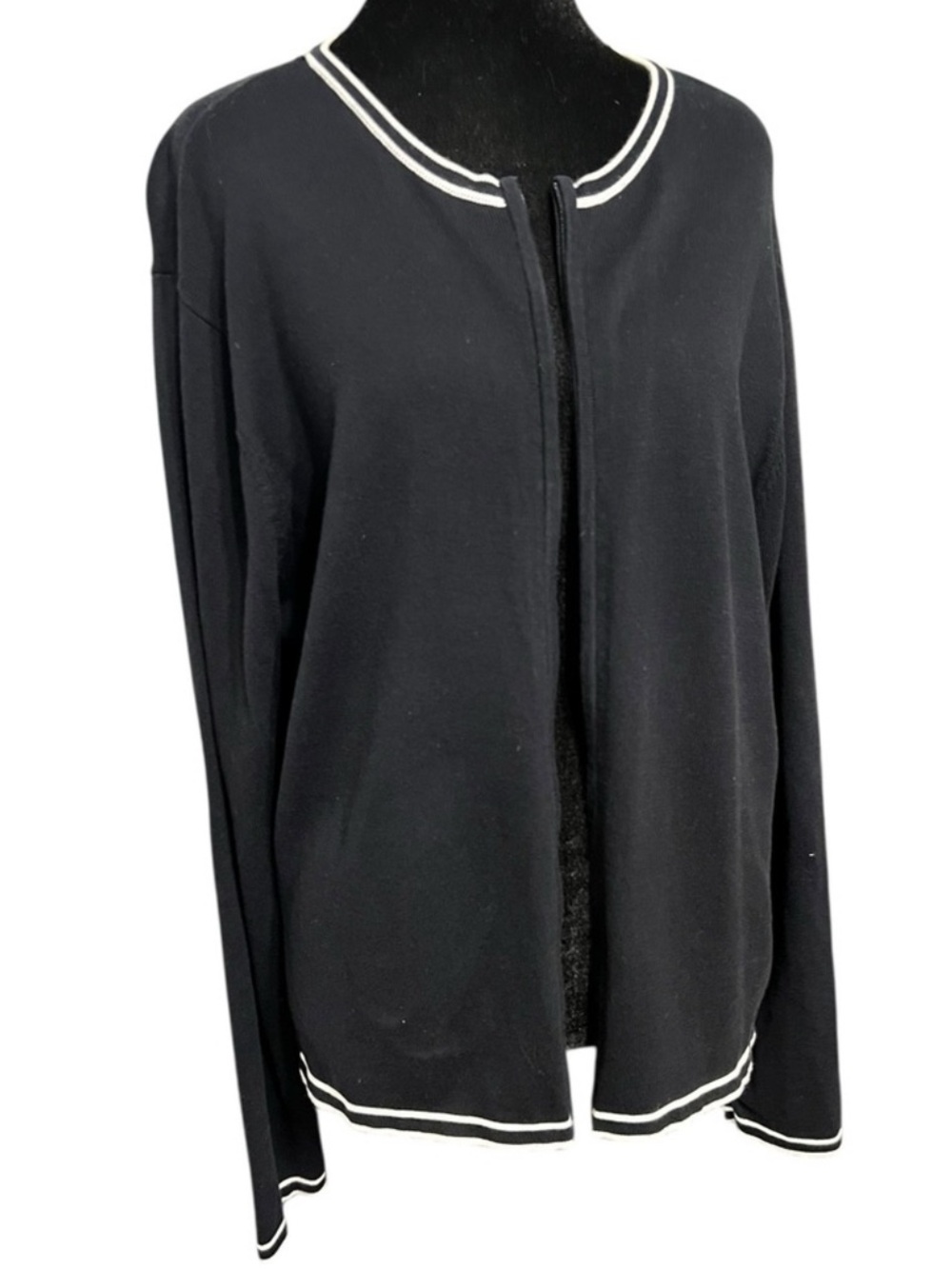 Talbots Black & White Trim Cardigan Sweater XL